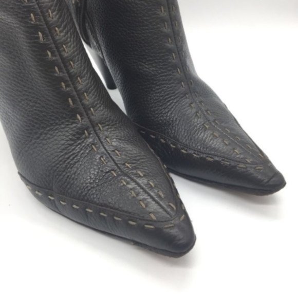 FENDI Booties Heeled Boots 38.5 Contrast Point Toe - Picture 5 of 8